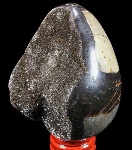 Septarian Dragon Egg Geode - Black Crystals #83217